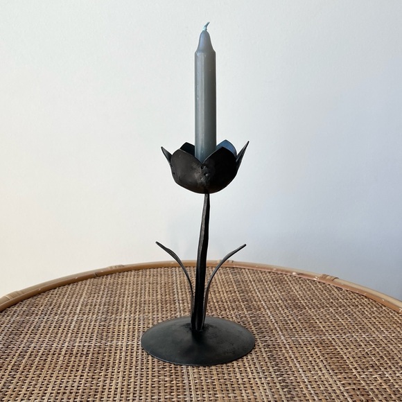 Vintage Other - Vintage Floral Iron Metal Candle Holder